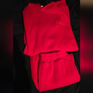 Comfit Women's Red Sweat Pants Joggers And Hoodie.